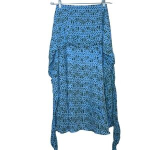 Noa Noa Blue Green Geometric Tribal Print Tie Midi Skirt Womens S boho festival